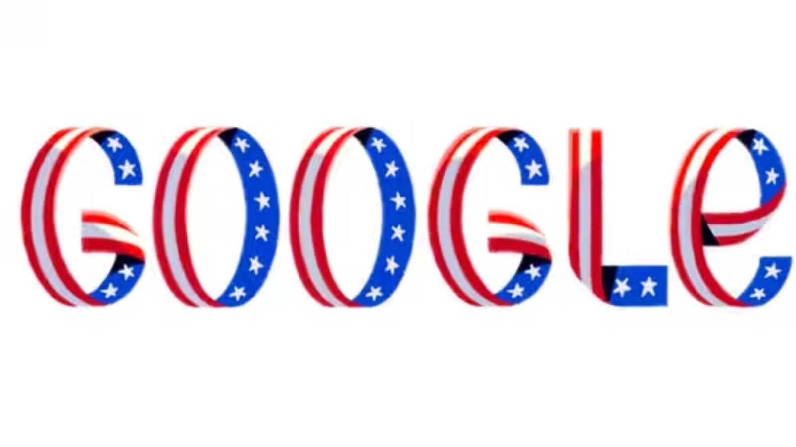 Google की चौथी जुलाई के चौथे लाल, सफेद और नीले रंग में अपने पत्रों में डूडल पेंट्स