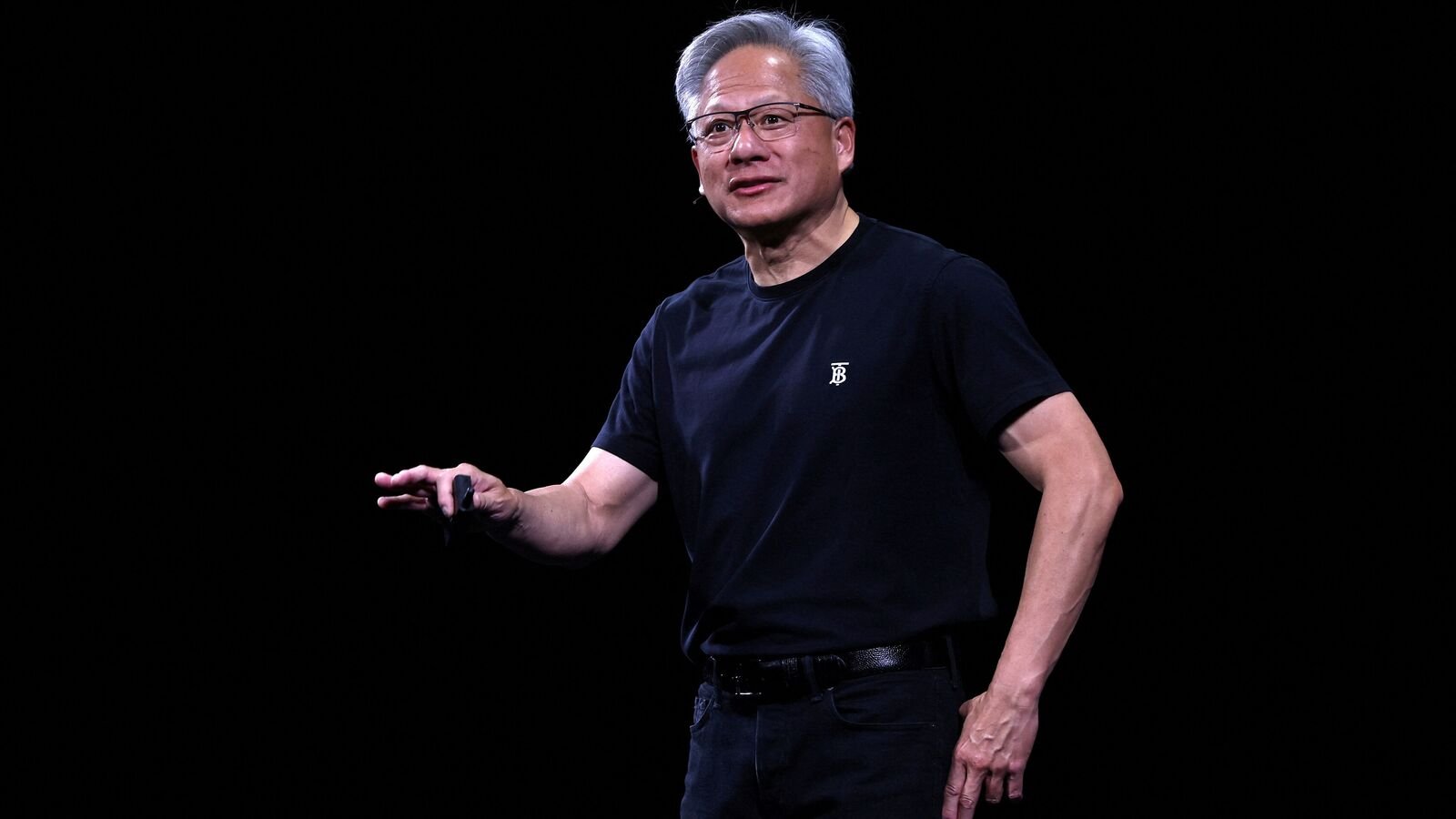 Jensen Huang, CEO of Nvidia, speaks during the Viva Technology conference dedicated to innovation and startups at Porte de Versailles exhibition center in Paris, France, June 11, 2025.