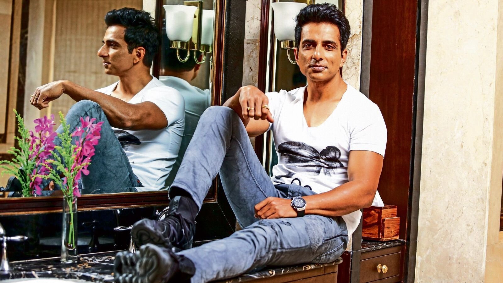 NEW DELHI, INDIA - OCTOBER 6: (EDITORS NOTE: This is an exclusive image of Hindustan Times) Bollywood actor Sonu Sood poses during an exclusive interview with Hindustan Times, at Eros by Intercontinental Hotel, Nehru place, on October 6, 2017 in New Delhi, India. (Photo by Raajessh Kashyap/Hindustan Times )