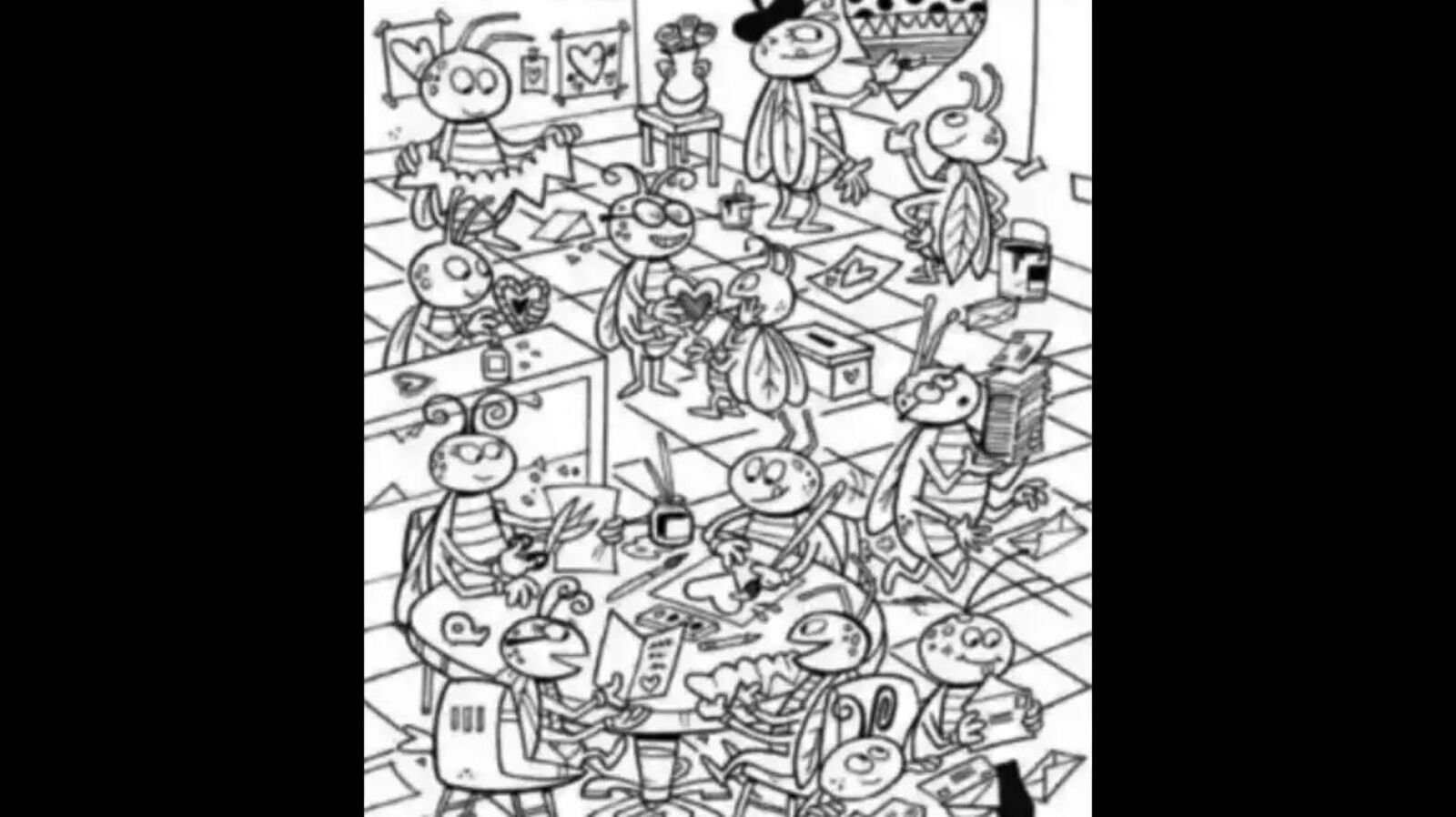 Spot the hidden cheese slice in this crowded bug café.