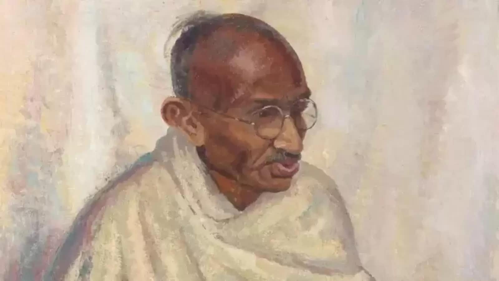 Mahatma Gandhi oil portrait from 1931 sells for over  <span class='webrupee'>₹</span>1.75 crore at auction.