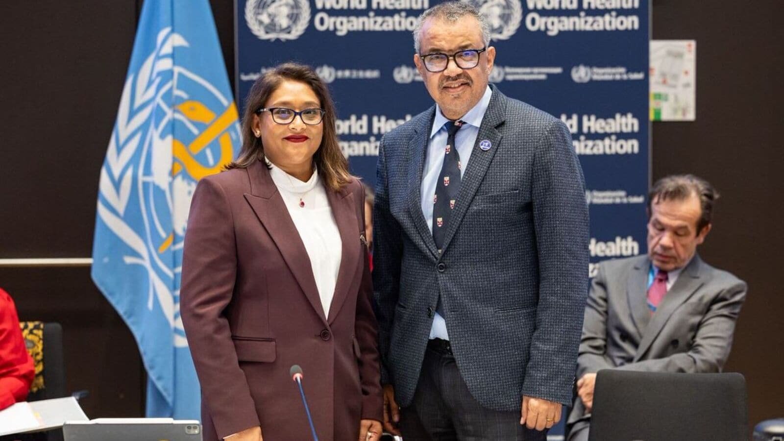 Sheikh Hasina's daughter Saima Wazed with WHO chief Tedros Adhanom Ghebreyesus