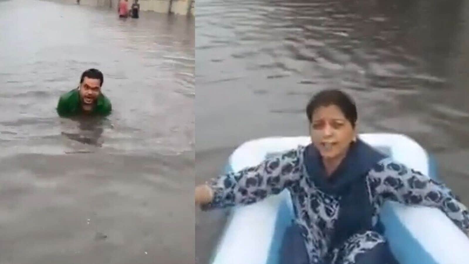 'Delhi roads turned into river': Heavy rains lead to waterlogging; AAP congrats CM Rekha Gupta 'on water sports'