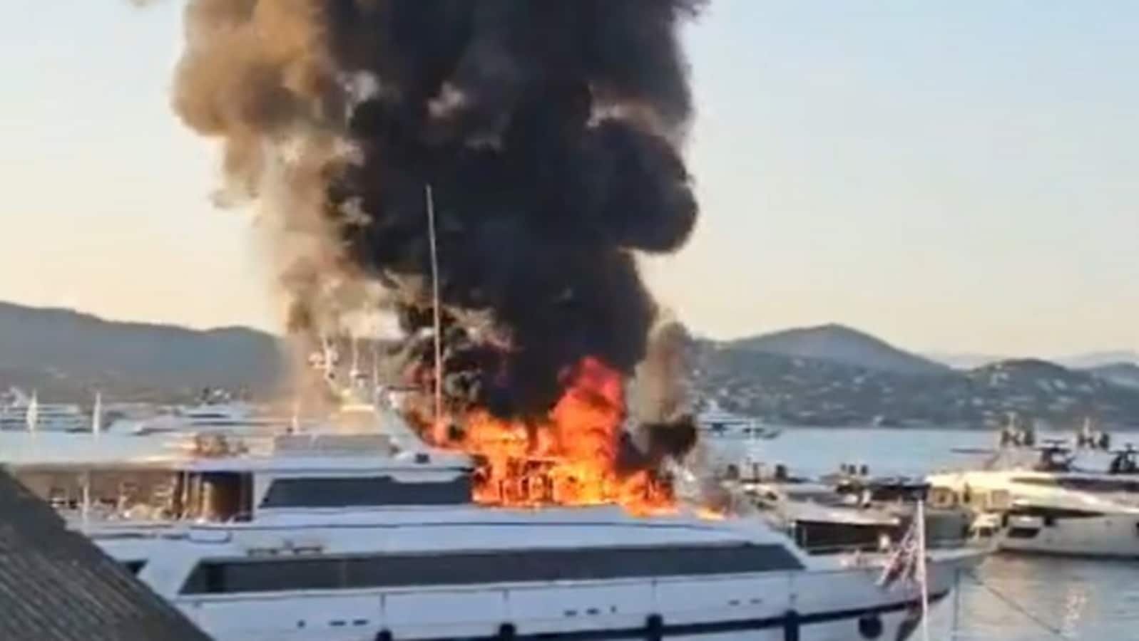 The dramatic visuals of the burning superyacht have since gone viral
