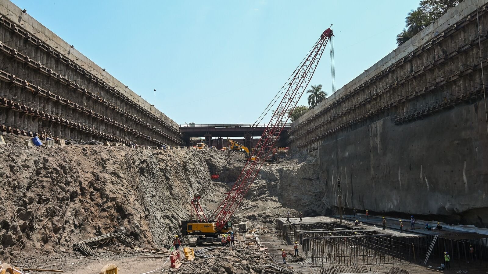 Under-construction underground bullet train station at the Bandra Kurla Complex (BKC) in Mumbai. India's first high-speed train project is now moving faster.