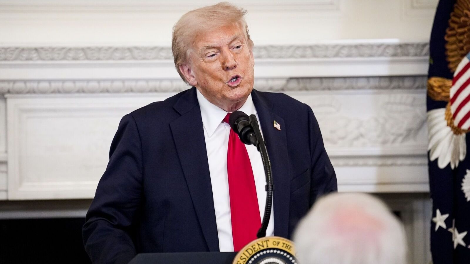 US President Donald Trump during a White House Faith Office luncheon in the State Dining Room of the White House in Washington, DC, US, on Monday, July 14, 2025.