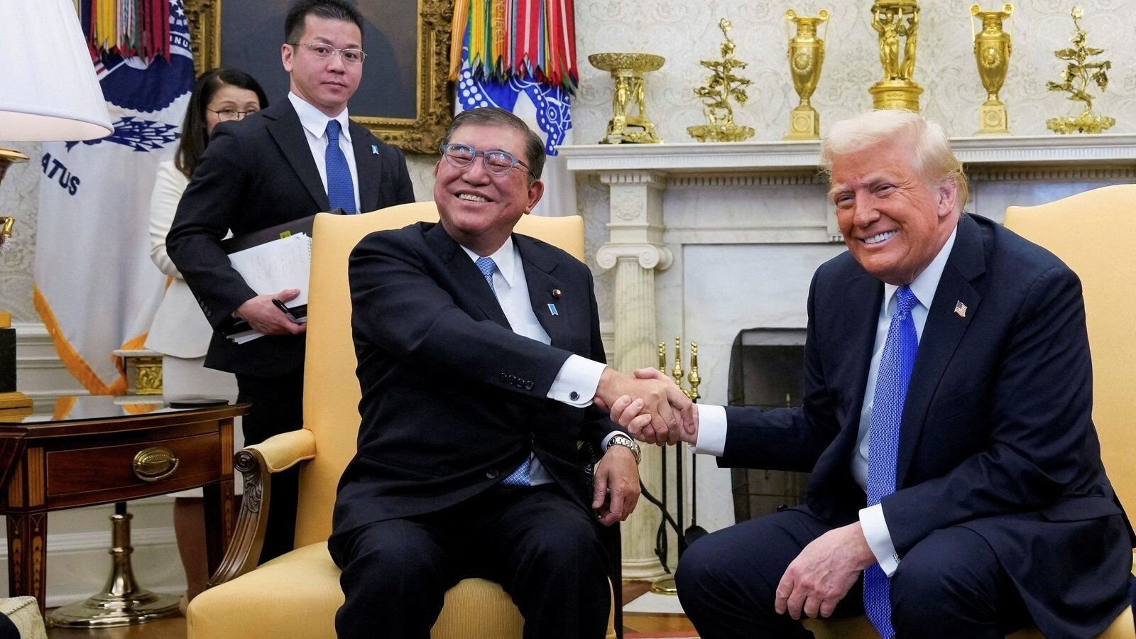 Japanese PM Shigeru Ishiba with US President Donald Trump