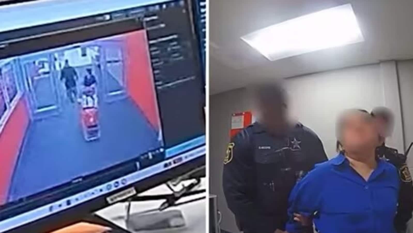 In the video, the woman repeatedly tells the police that she can pay for the items now and asks them to 'end the matter.'
