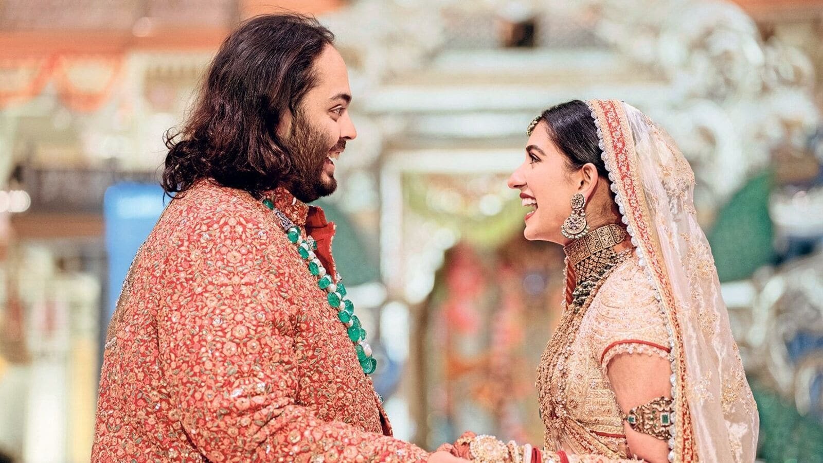 Radhika-Anant Ambani wedding anniversary: Anant Ambani and Radhika Merchant on their wedding day, July 12, 2024.