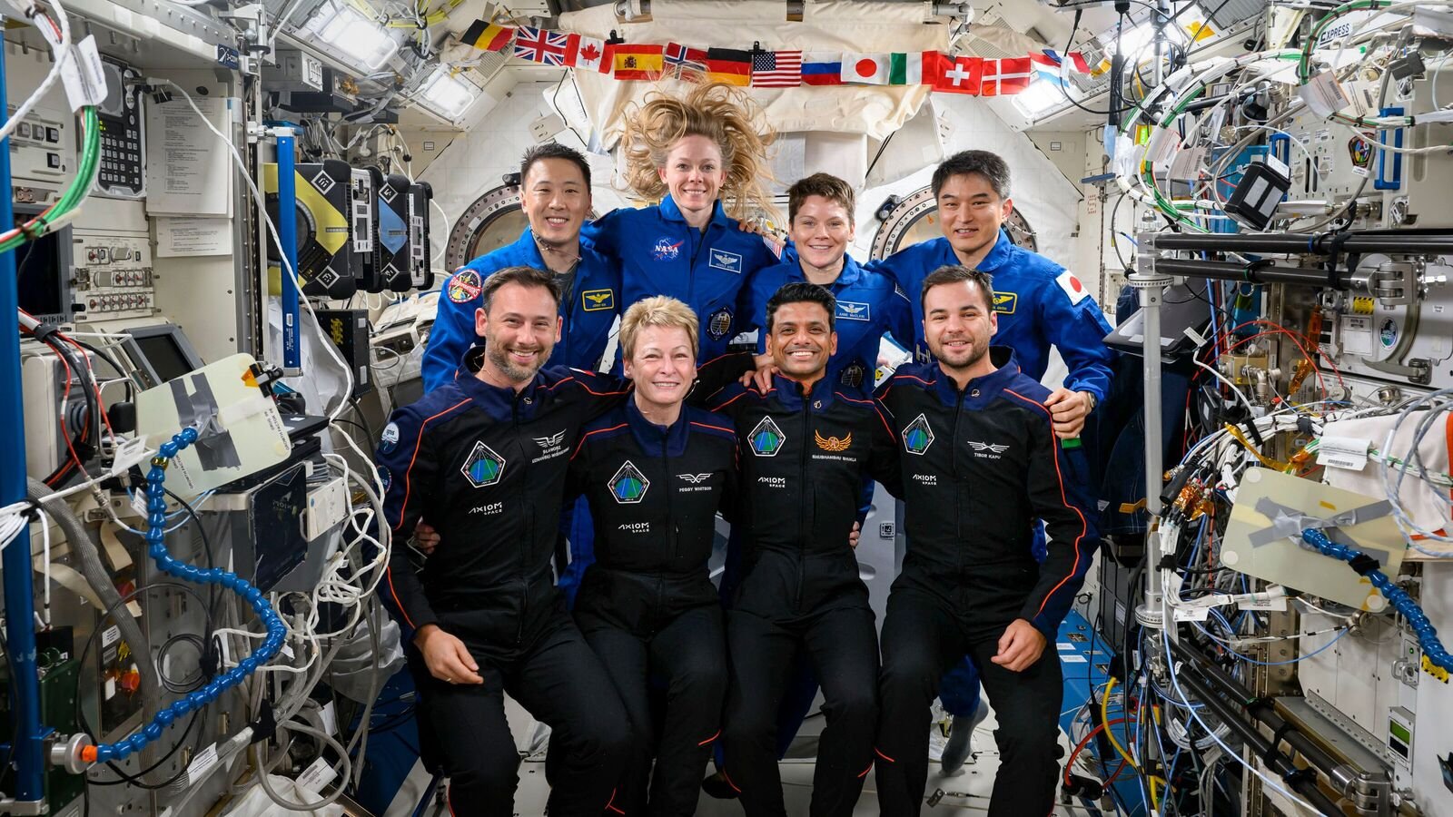 Astronaut Shubhanshu Shukla with crew members of the Axiom-4 mission and International Space Station (ISS). After 18 days of intense science experiments at the International Space Station, it is time for farewells and feasts for Shubhanshu Shukla and three other astronauts of the Axiom-4 mission who are set to begin their return journey to Earth on Monday.