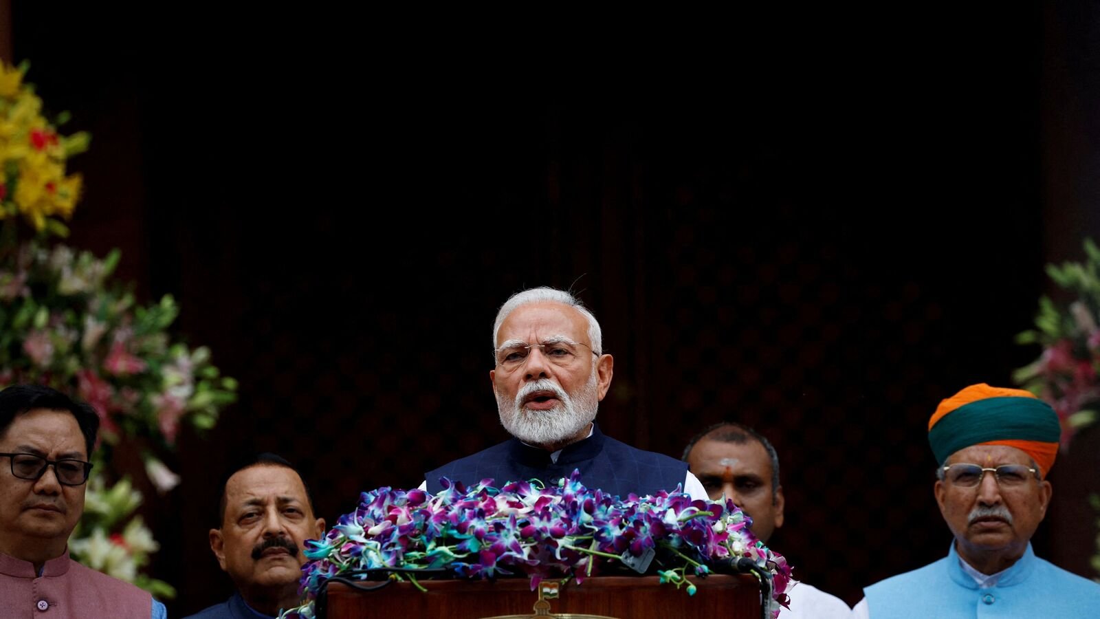 India's Prime Minister Narendra Modi addresses the media on the first day of the monsoon session at Parliament house in New Delhi, India, July 21, 2025. (Reuters)