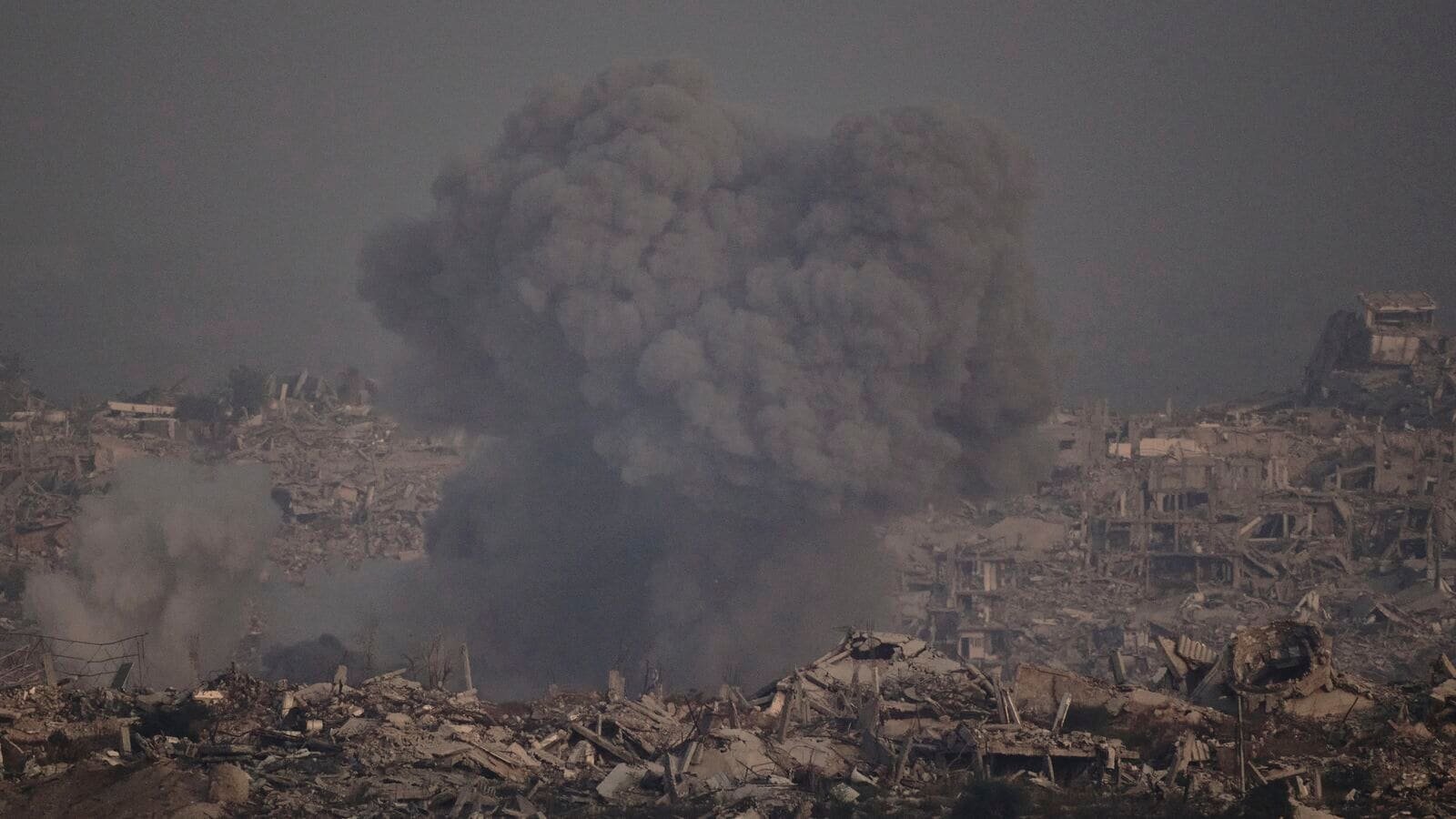 Smoke rises to the sky following an Israeli airstrike in the northern Gaza Strip as seen from southern Israel, Saturday, July 26, 2025. AP/PTI
