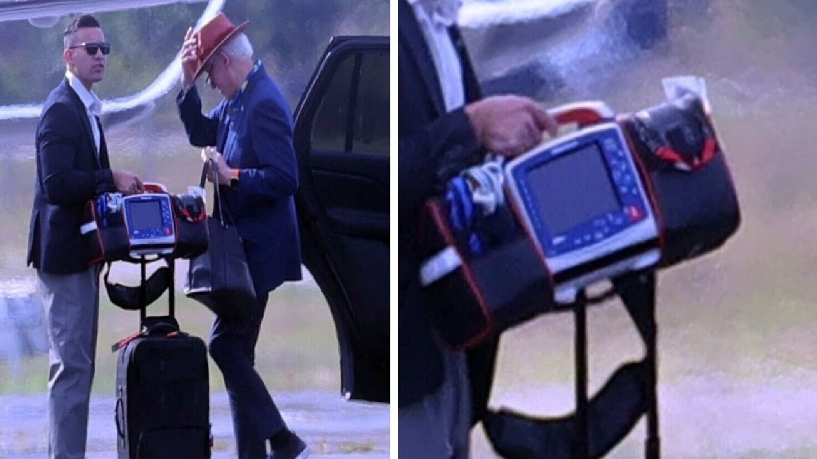 Ex-US President Bill Clinton, who has struggled with heart problems, was seen with a portable defibrillator on August 28.