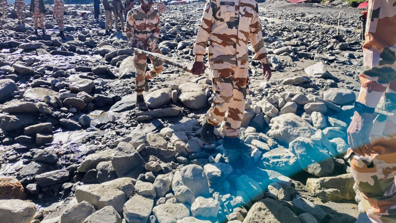 Rescue operation underway following flash floods triggered by a cloudburst at Dharali region, in Uttarkashi district of Uttarakhand, Thursday, Aug. 7, 2025.