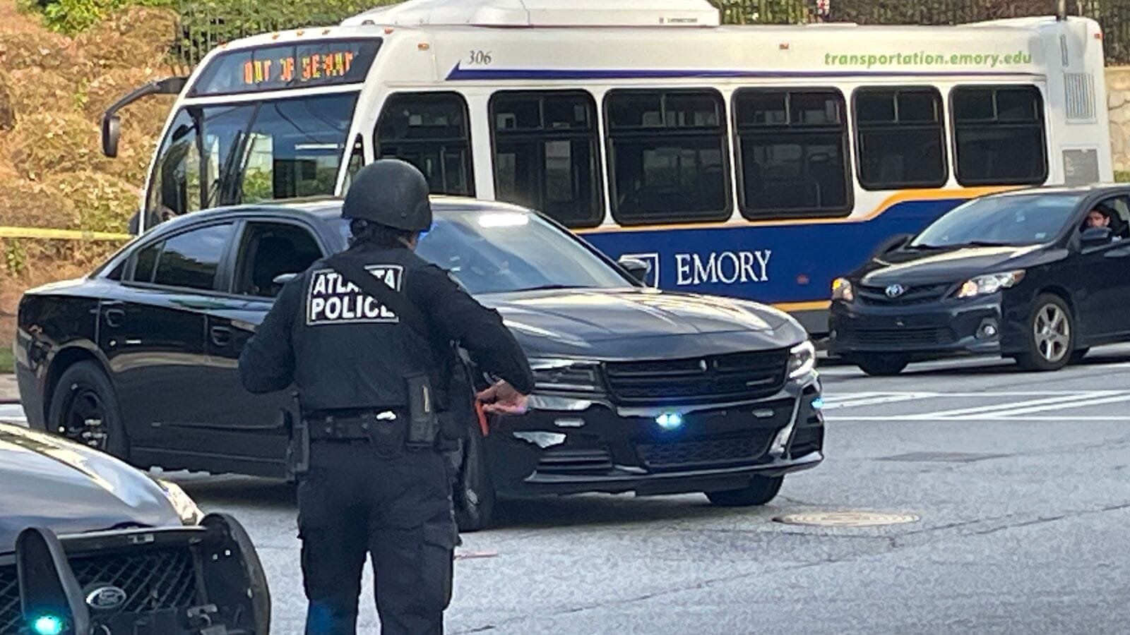 Atlanta Police lock down the streets around the Center for Disease Control (CDC) during an active shooter event in Atlanta, Georgia on August 8, 2025. On August 8, 2025, a suspect armed with multiple firearms opened fire near Emory University and the CDC in Atlanta, Georgia. A police officer was injured and the shooter is dead. (Photo by AFP)