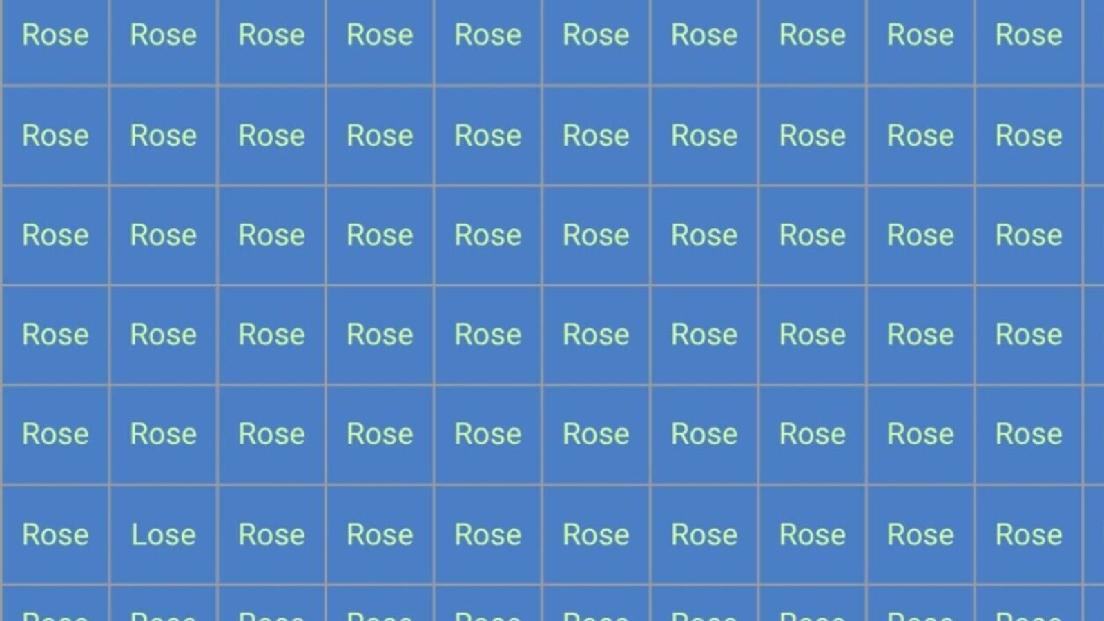 Optical illusion: The challenge is to spot the odd word out in seven seconds.