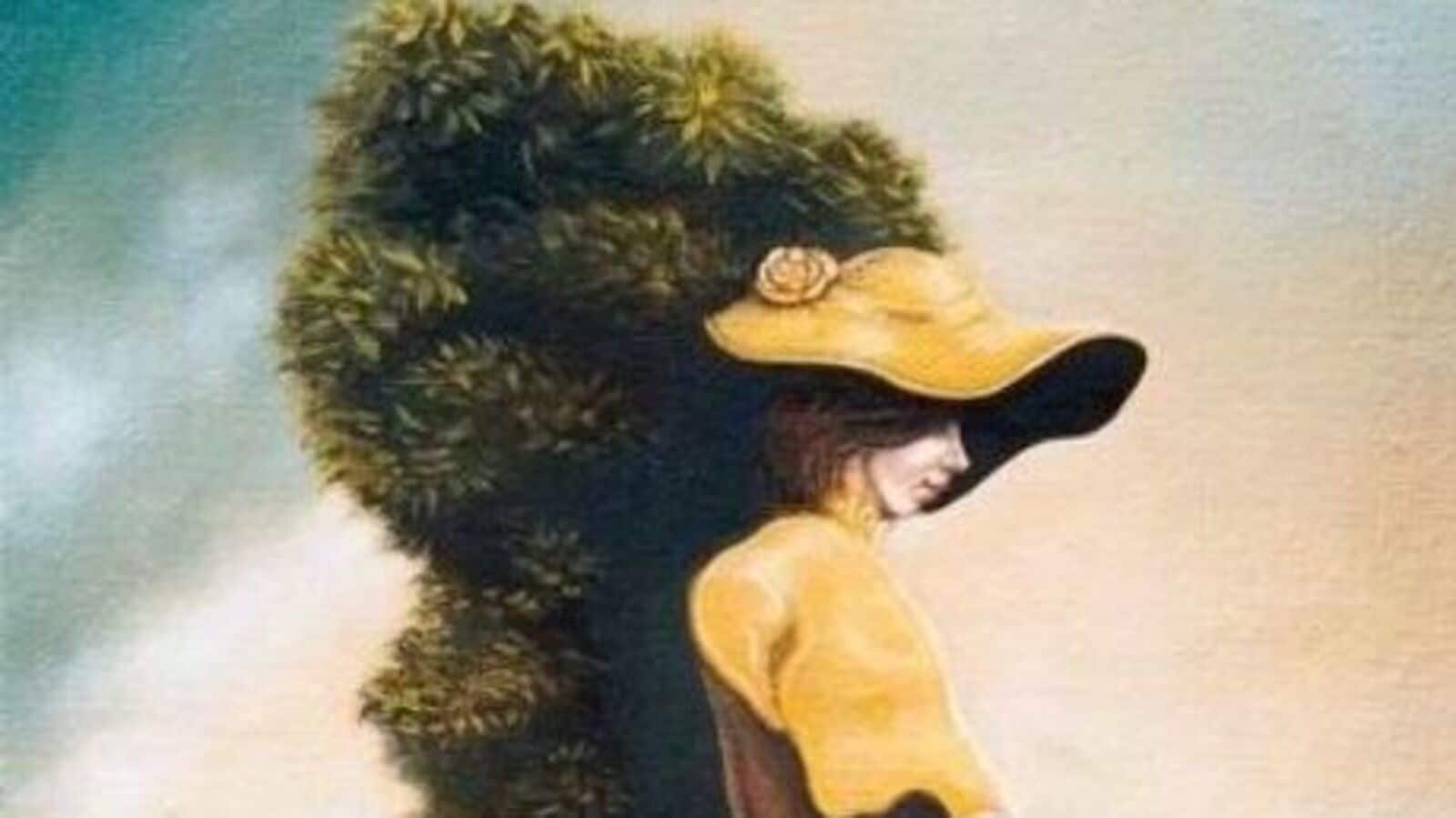 Optical illusion: At first glance, the image shows nothing more than a pregnant woman standing beside a tree.
