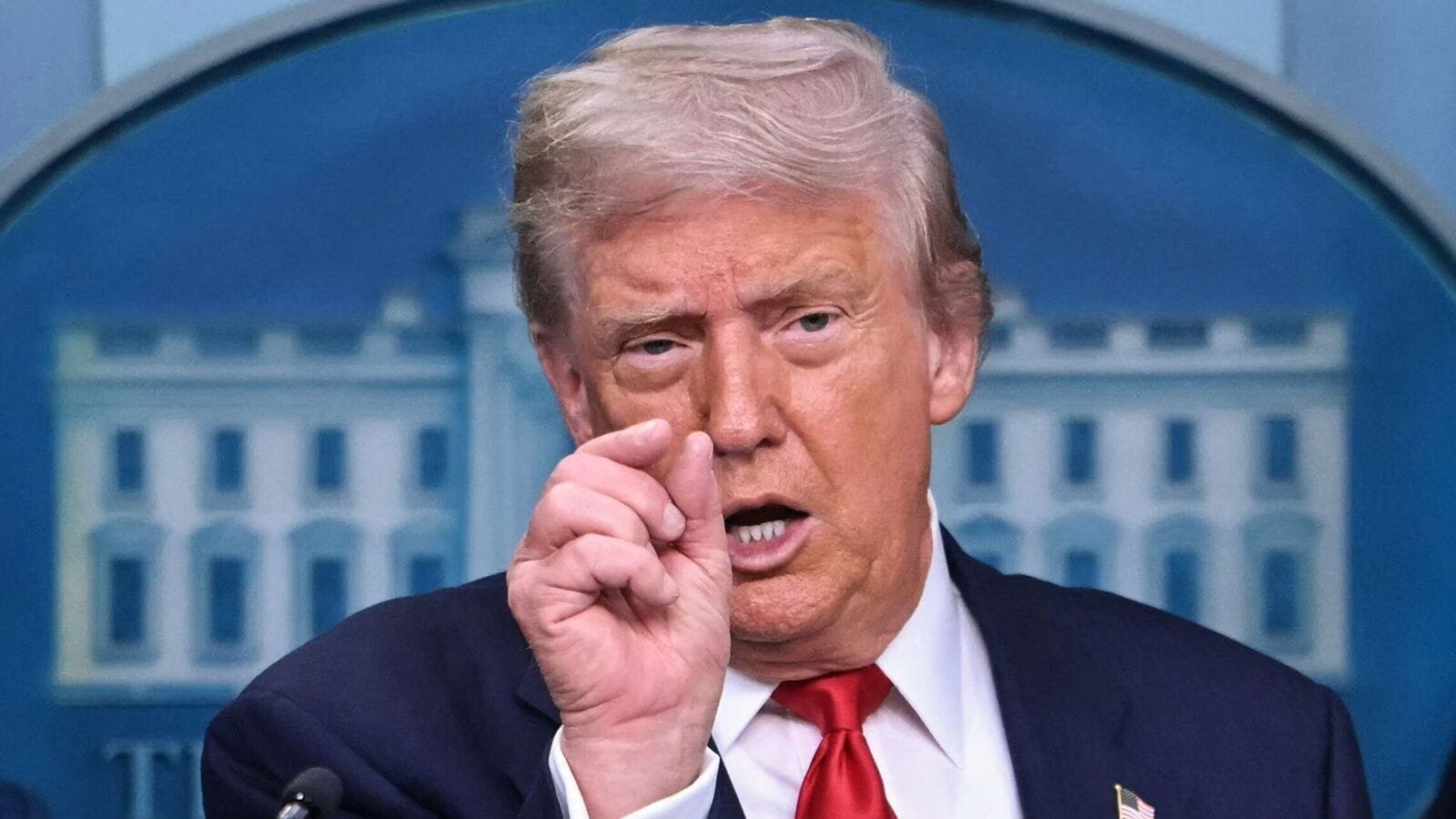 US President Donald Trump speaks during a news conference to discuss crime in Washington, DC, in the Brady Press Briefing Room at the White House in Washington, DC, on August 11, 2025. (Photo by ANDREW CABALLERO-REYNOLDS / AFP)