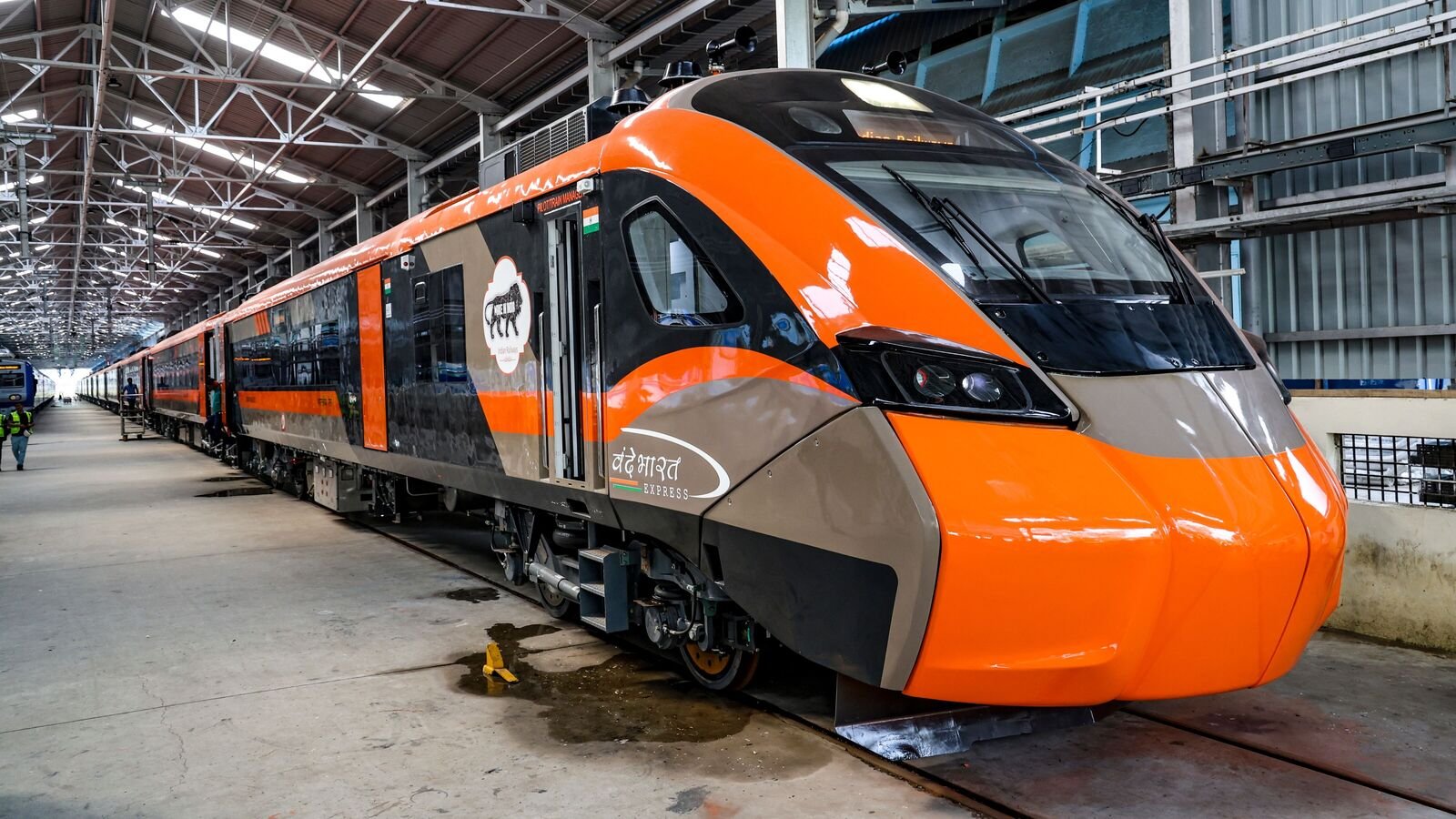 A Vande Bharat Express train's sleeper rake coaches are seen at the Integral Coach Factory (ICF), in Chennai.