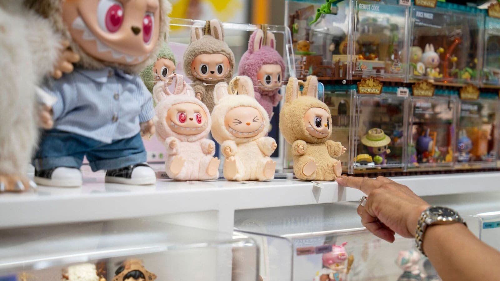 Labubu dolls on display at a Pop Mart International Group Ltd. store