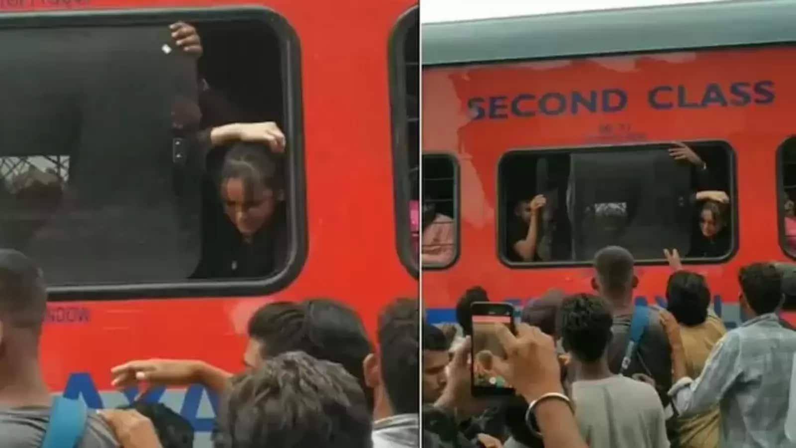 Young girl gasps for breathe in overcrowded train (Photos: Woke Eminent/X)
