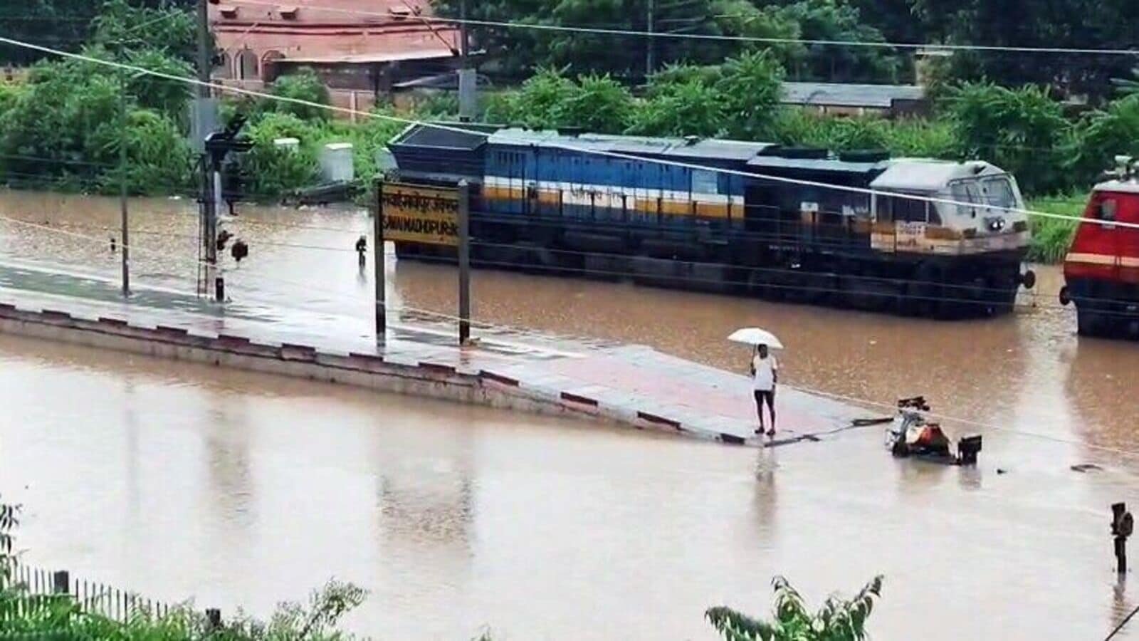 Rajasthan rains: Severe waterlogging in several parts of Sawai Madhopur, including the railway station, after heavy rainfall on August 22.
