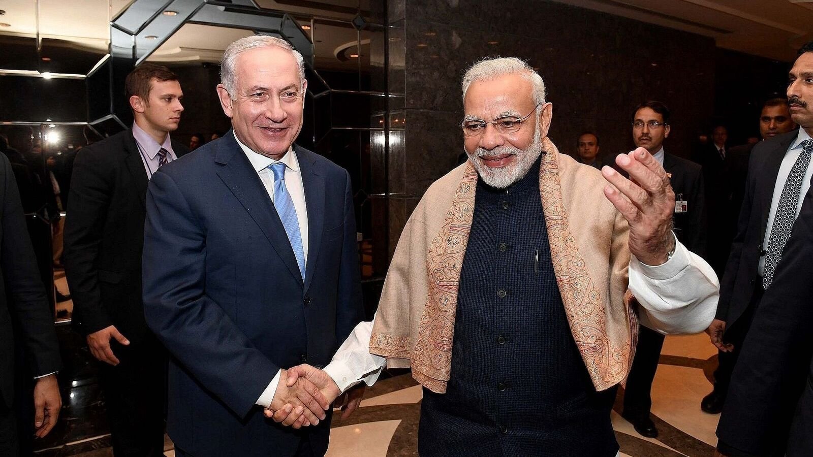 Israel's Benjamin Netanyahu with PM Narendra Modi
