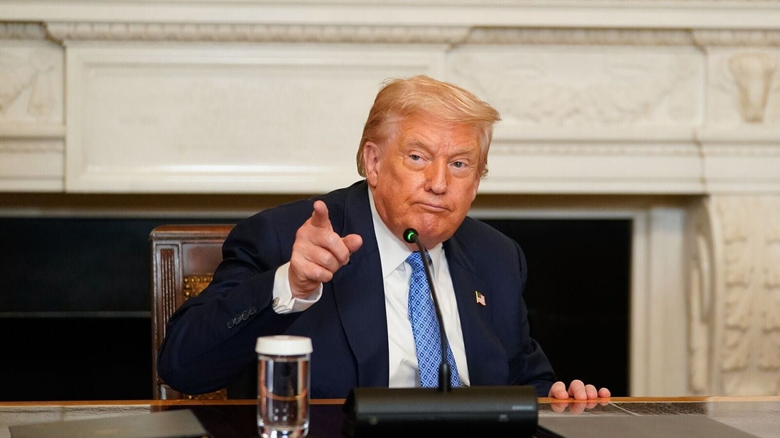 File photo of US President Donald Trump in the State Dining Room of the White House in Washington, DC. The US president has hinted at significant progress on the Russia-Ukraine war ahead of a meeting with Ukrainian President Volodymyr Zelensky.
