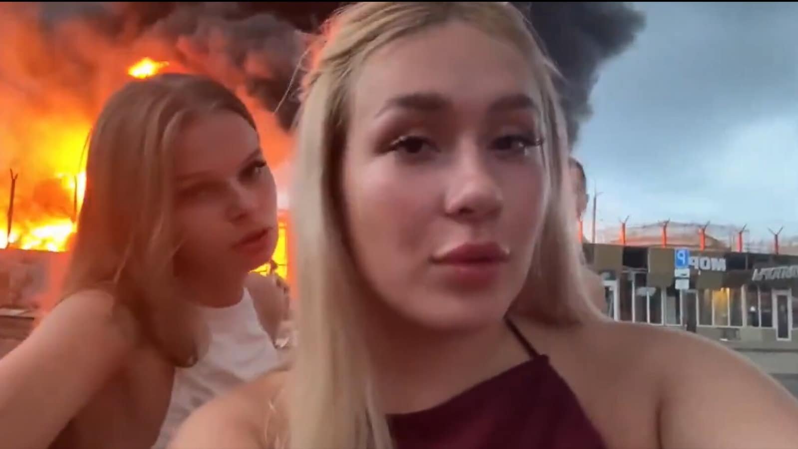 The influencers identified as 21-year-old Dasha Vladimirovna Loskutova and 19-year-old Karina Evgenyevna Oshurkova, along with an unidentified man, filmed themselves near a burning oil depot in Russia's Krasnodar region.