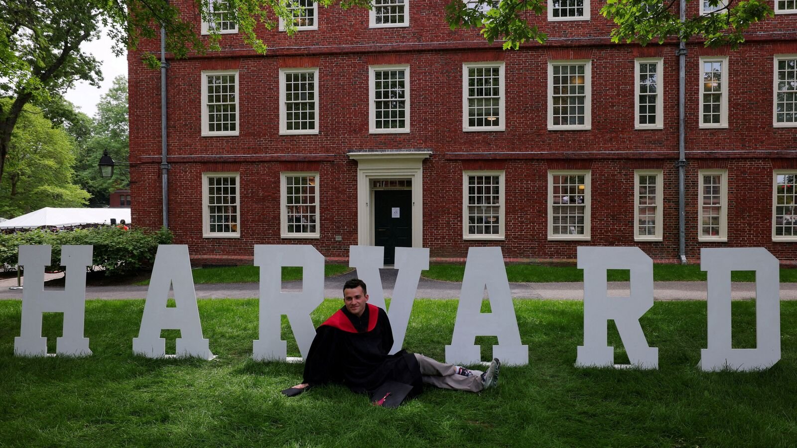 Graduating student Jordan Strasser poses for a photograph before Class Day Exercises, part of Harvard University’s 374th Commencement, in Cambridge, Massachusetts, U.S., May 28, 2025.