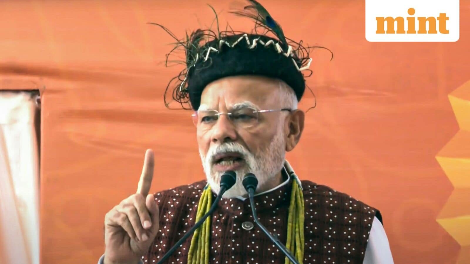 Prime Minister Narendra Modi addresses the gathering during the foundation stone laying and inauguration of various development projects, in Itanagar, Arunachal Pradesh.