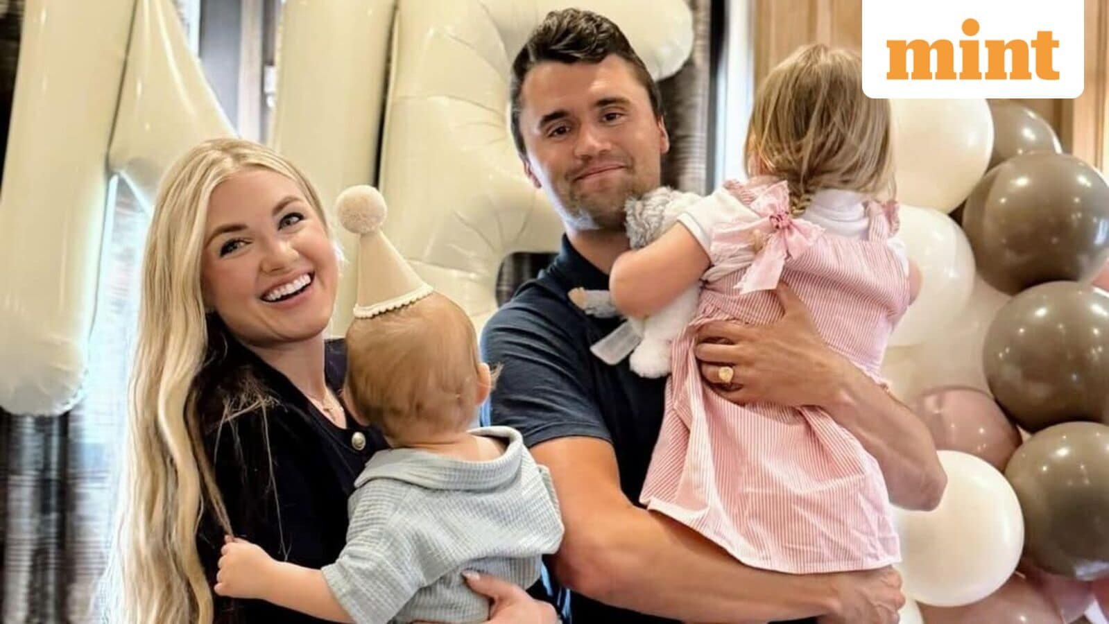 Charlie Kirk with his wife, daughter and son