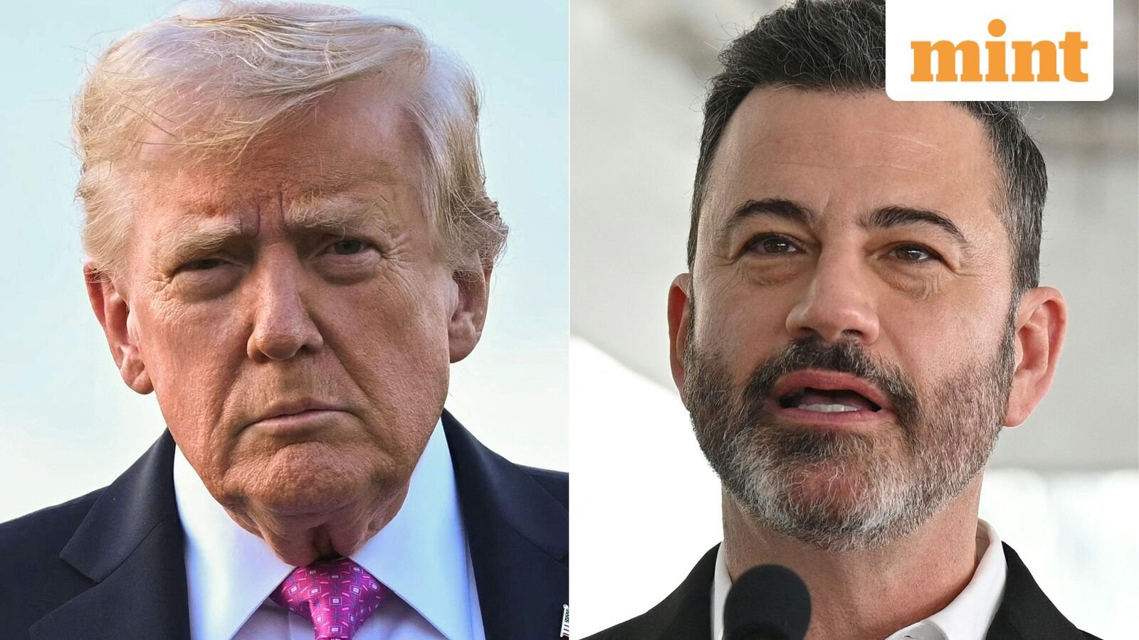 Television host Jimmy Kimmel in Hollywood and US President Donald Trump