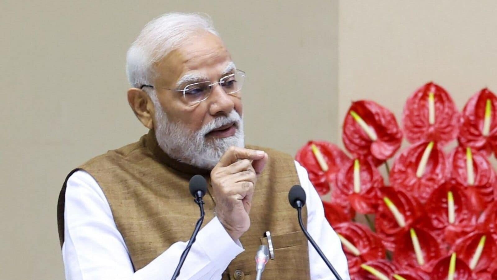 New Delhi, Sep 12 (ANI): Prime Minister Narendra Modi address at the International Conference on Gyan Bharatam,in New Delhi on Friday. (DPR PMO/ANI Photo)