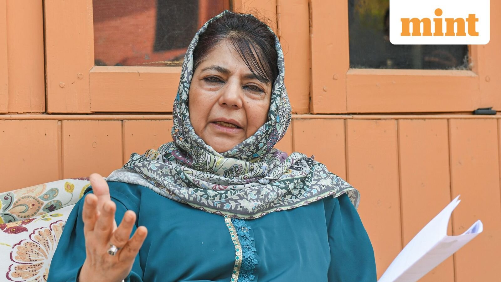 Jammu and Kashmir Peoples Democratic Party (PDP) President Mehbooba Mufti addresses a press conference, in Srinagar on Monday. (ANI Photo)