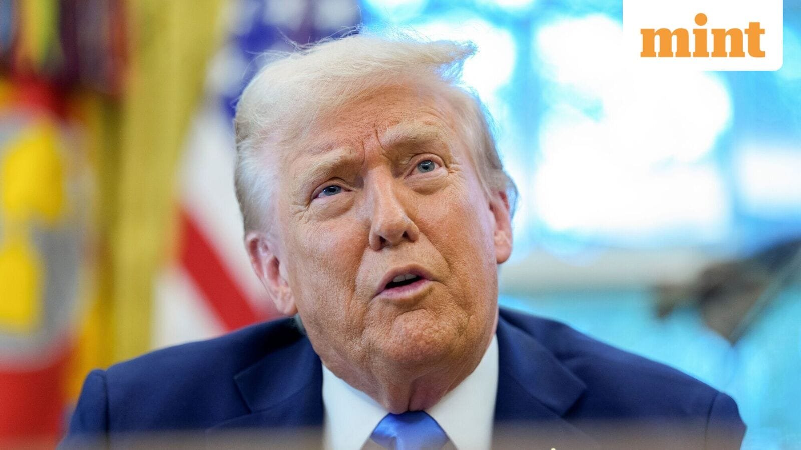US President Donald Trump speaks to reporters in the Oval Office of the White House in Washington, DC, US, on Sept. 19, 2025. He signed a proclamation that would move to extensively overhaul the H-1B visa program, requiring a $100,000 fee for applications in a bid to curb overuse.