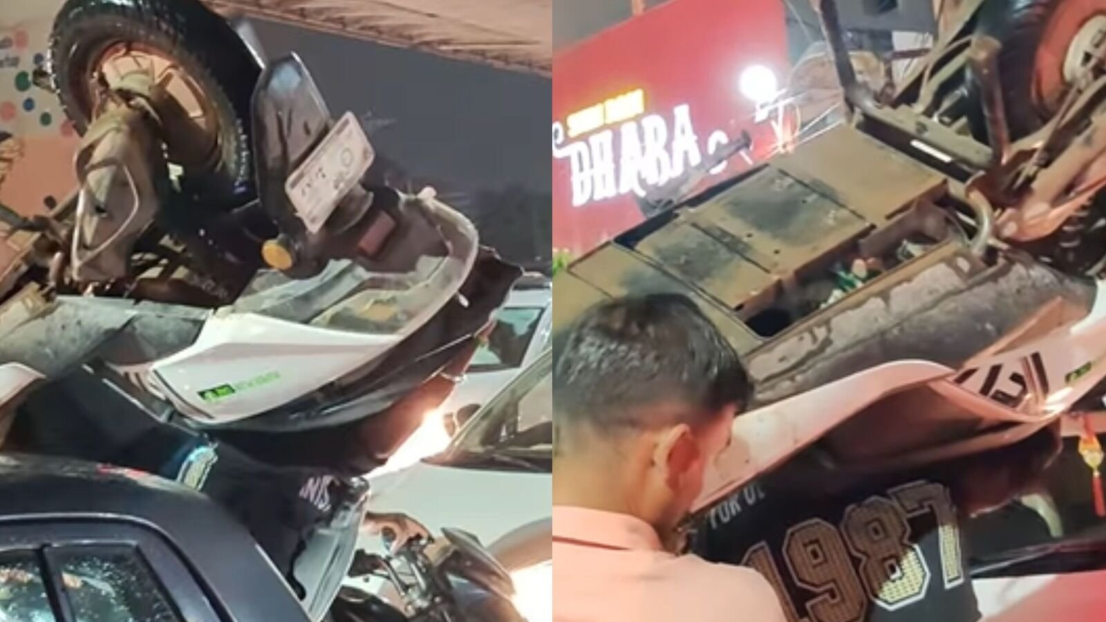 वायरल वीडियो: गुरुग्राम आदमी भारी बारिश के बीच ट्रैफिक अराजकता से बचने के लिए स्कूटर ले जाता है