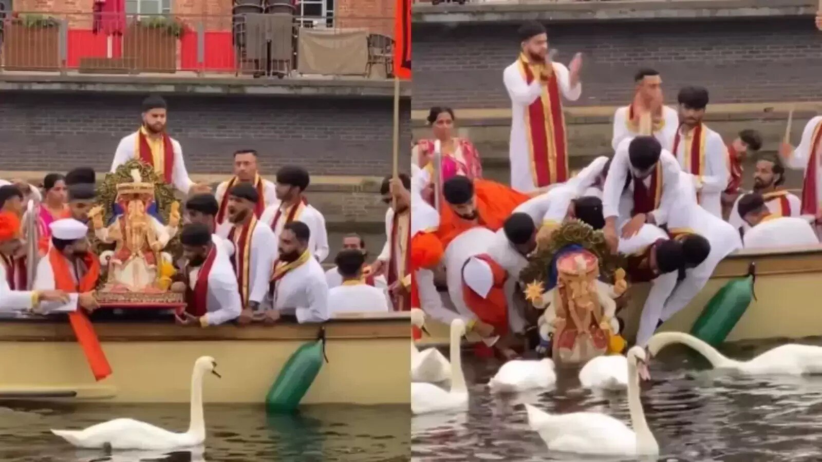 वायरल वीडियो: भारतीय ब्रिटेन नदी में गणेश विसर्जन का प्रदर्शन करते हैं; Netizens नोटिस 'उसे प्राप्त करने के लिए स्वाम आ रहा है'