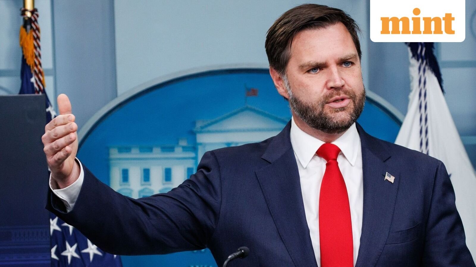 US Vice President JD Vance during a news conference in the James S. Brady Press Briefing Room of the White House in Washington, DC, US, on Wednesday, Oct. 1, 2025. Photographer: Samuel Corum/Sipa/Bloomberg