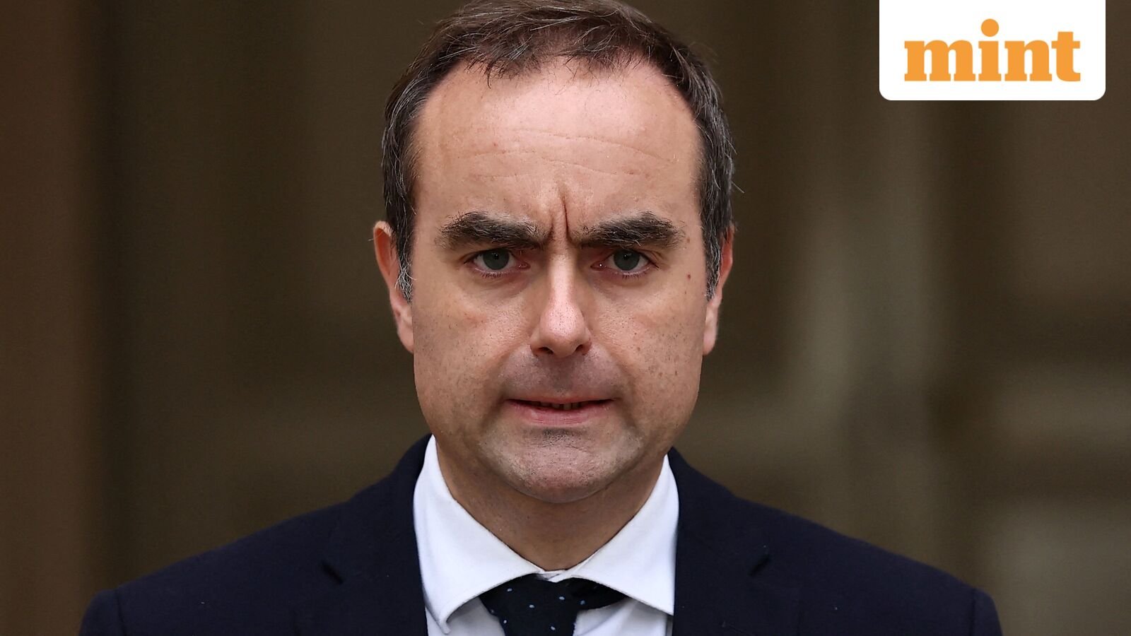 French outgoing Prime Minister Sebastien Lecornu, who resigned just a day after naming his government, delivers his statement at the Hotel Matignon in Paris, Monday, Oct. 6, 2025. (Stephane Mahe/Pool via AP)