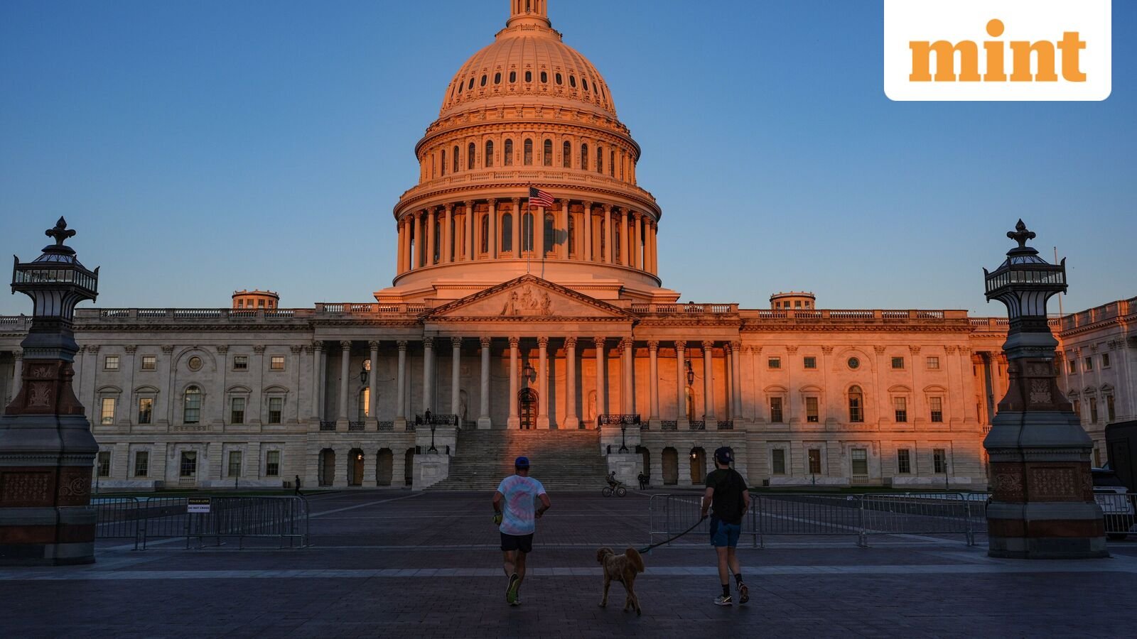 The Capitol is illuminated at dawn on the 6th day of the government shutdown, at the Capitol in Washington, Monday, Oct. 6, 2025. (AP Photo/Scott Applewhite)