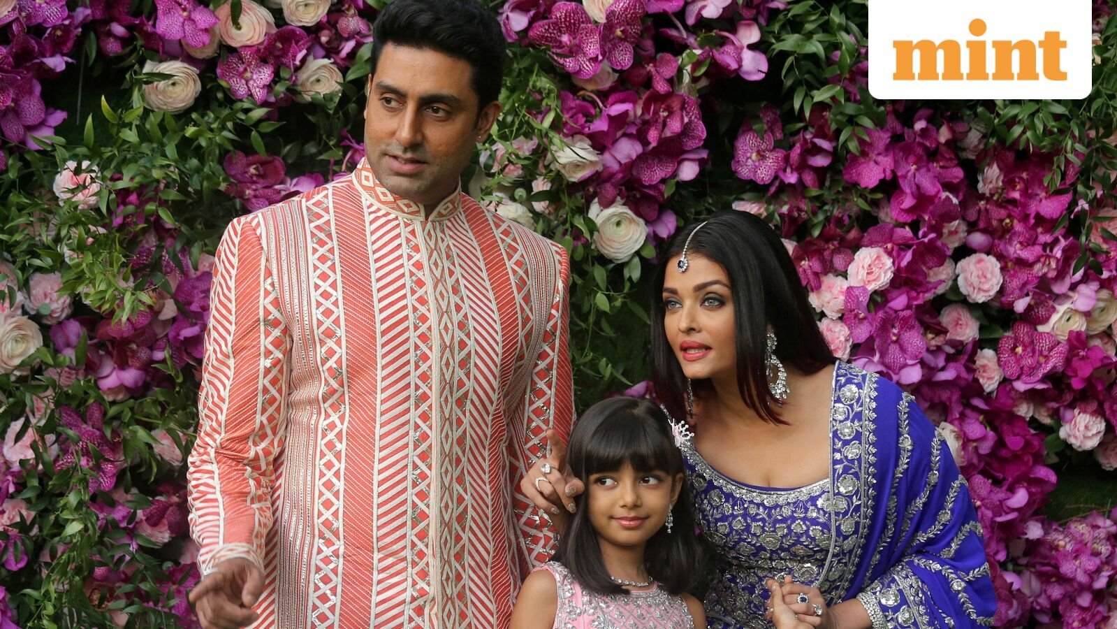 FILE PHOTO: Actor Abhishek Bachchan, his wife actress Aishwarya Rai and their daughter Aaradhya pose during a photo opportunity at the wedding ceremony of Akash Ambani, son of the Chairman of Reliance Industries Mukesh Ambani, at Bandra-Kurla Complex in Mumbai, India, March 9, 2019. REUTERS/Francis Mascarenhas/File Photo